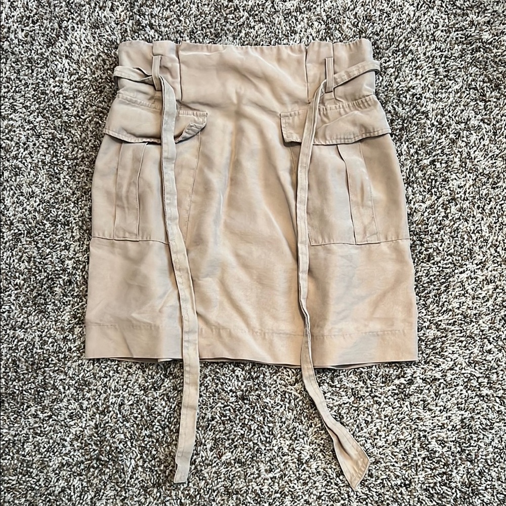 Beige Skirt with Tie Detail